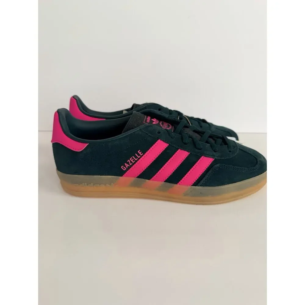 adidas Gazelle Indoor US 8.5W Aurora Ivy/Shock Pink Suede Low Top  JS1416